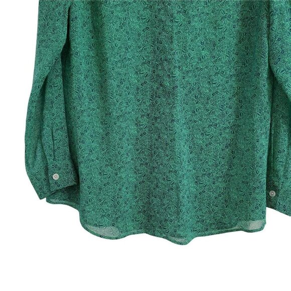 CAbi Blouse Medium Green Paisley‎ Print Bountiful Sheer Cut-Out Back Top - Picture 4 of 9